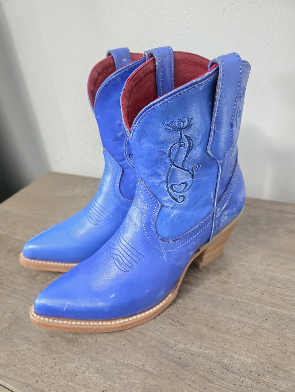 Ferrini 2837 Women's Blue Leather Cowboy Western Boots Size 8.5 New Never Worn